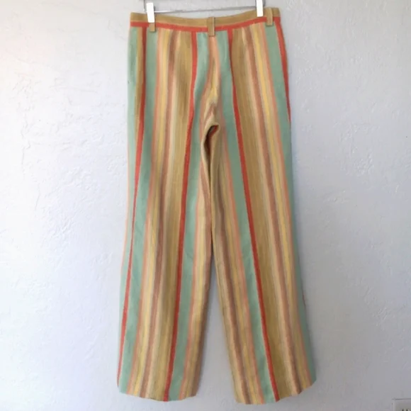 Moschino 100% Linen Wide Leg Pant Pastel Rainbow Stripe 10 - Picture 4 of 13